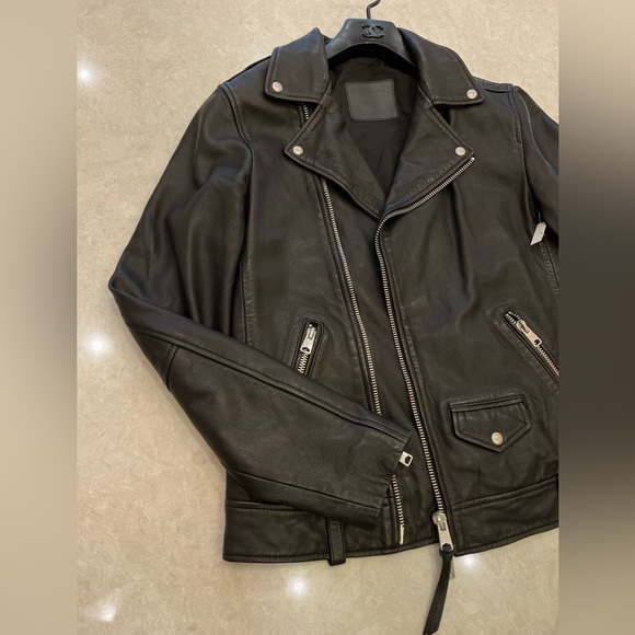 ALLSAINTS Milo Leather Biker Jacket in Black Size S - Picture 8 of 16